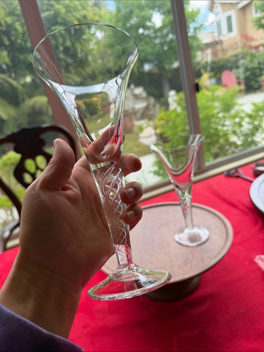 Set of Two vintage  air twist  Stem wine glass